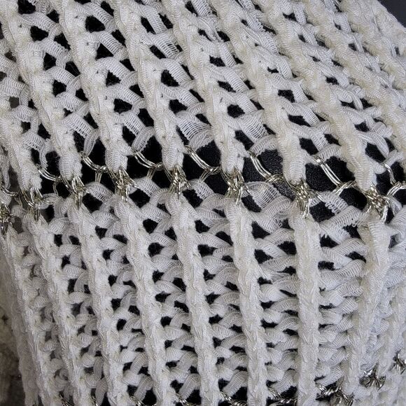 Chico's Shine Striped Charlotte Pullover Open Weave Sweater Size 3 (XL) - Picture 4 of 7